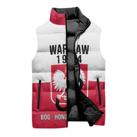 Personalized Warsaw Uprising 1944 Poland Sleeveless Puffer Jacket White Eagle Kotwica Bóg Honor Ojczyzna