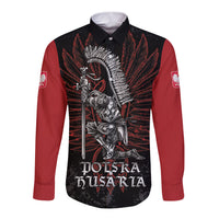 Personalized Poland Husaria Long Sleeve Button Shirt Polska Winged Hussar Knight Pride