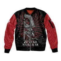 Personalized Poland Husaria Sleeve Zip Bomber Jacket Polska Winged Hussar Knight Pride