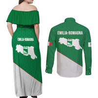 Italy Emilia-Romagna Couples Matching Off Shoulder Maxi Dress and Long Sleeve Button Shirt Map With Flag Style LT19