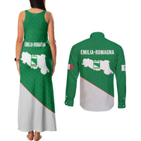 Italy Emilia-Romagna Couples Matching Tank Maxi Dress and Long Sleeve Button Shirt Map With Flag Style LT19