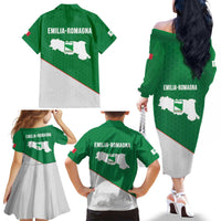 Italy Emilia-Romagna Family Matching Off The Shoulder Long Sleeve Dress and Hawaiian Shirt Map With Flag Style LT19