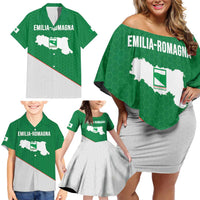Italy Emilia-Romagna Family Matching Off Shoulder Short Dress and Hawaiian Shirt Map With Flag Style LT19