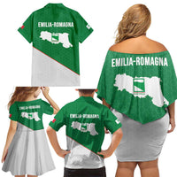 Italy Emilia-Romagna Family Matching Off Shoulder Short Dress and Hawaiian Shirt Map With Flag Style LT19