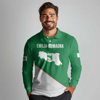 Italy Emilia-Romagna Long Sleeve Polo Shirt Map With Flag Style LT19