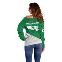 Italy Emilia-Romagna Off Shoulder Sweater Map With Flag Style LT19