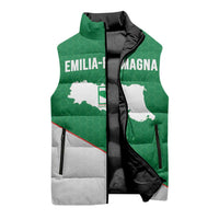 Italy Emilia-Romagna Sleeveless Puffer Jacket Map With Flag Style - Wonder Print Shop