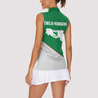 Italy Emilia-Romagna Women Sleeveless Polo Shirt Map With Flag Style LT19