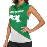 Italy Emilia-Romagna Women Sleeveless Polo Shirt Map With Flag Style LT19