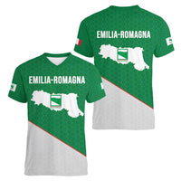 Italy Emilia-Romagna Women V-Neck T-Shirt Map With Flag Style LT19