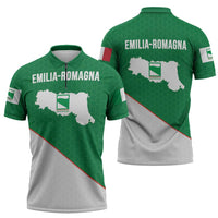 Italy Emilia-Romagna Zipper Polo Shirt Map With Flag Style - Wonder Print Shop