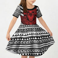 Mexico Aztec Warrior Goddess Kid Short Sleeve Dress Tribal Aztec Heritage