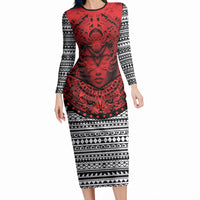 Mexico Aztec Warrior Goddess Long Sleeve Bodycon Dress Tribal Aztec Heritage