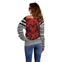 Mexico Aztec Warrior Goddess Off Shoulder Sweater Tribal Aztec Heritage