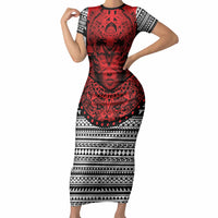 Mexico Aztec Warrior Goddess Short Sleeve Bodycon Dress Tribal Aztec Heritage