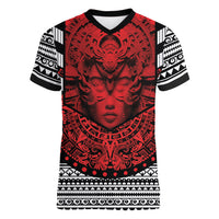 Mexico Aztec Warrior Goddess Women V-Neck T-Shirt Tribal Aztec Heritage