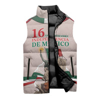 Personalized Mexico Dia De La Independencia Sleeveless Puffer Jacket 16 De Septiembre Heritage Pride