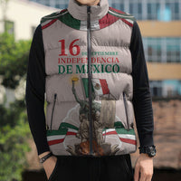 Personalized Mexico Dia De La Independencia Sleeveless Puffer Jacket 16 De Septiembre Heritage Pride