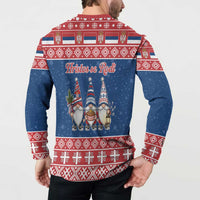 Serbia Christmas Button Sweatshirt Hristos Se Rodi Gnome - Wonder Print Shop