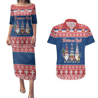 Serbia Christmas Couples Matching Puletasi and Hawaiian Shirt Hristos Se Rodi Gnome - Wonder Print Shop