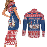 Serbia Christmas Couples Matching Short Sleeve Bodycon Dress and Long Sleeve Button Shirt Hristos Se Rodi Gnome - Wonder Print Shop