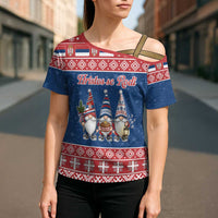 Serbia Christmas Cross Shoulder Shirt Hristos Se Rodi Gnome - Wonder Print Shop