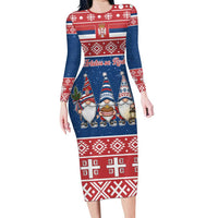 Serbia Christmas Family Matching Long Sleeve Bodycon Dress and Hawaiian Shirt Hristos Se Rodi Gnome - Wonder Print Shop
