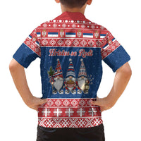 Serbia Christmas Family Matching Off The Shoulder Long Sleeve Dress and Hawaiian Shirt Hristos Se Rodi Gnome - Wonder Print Shop