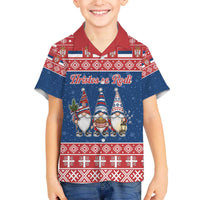 Serbia Christmas Family Matching Off The Shoulder Long Sleeve Dress and Hawaiian Shirt Hristos Se Rodi Gnome - Wonder Print Shop