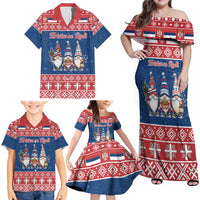 Serbia Christmas Family Matching Off Shoulder Maxi Dress and Hawaiian Shirt Hristos Se Rodi Gnome - Wonder Print Shop