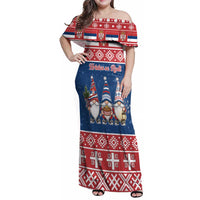 Serbia Christmas Family Matching Off Shoulder Maxi Dress and Hawaiian Shirt Hristos Se Rodi Gnome - Wonder Print Shop
