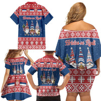 Serbia Christmas Family Matching Off Shoulder Short Dress and Hawaiian Shirt Hristos Se Rodi Gnome - Wonder Print Shop