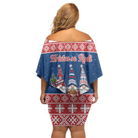 Serbia Christmas Family Matching Off Shoulder Short Dress and Hawaiian Shirt Hristos Se Rodi Gnome - Wonder Print Shop