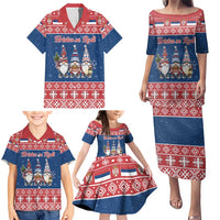 Serbia Christmas Family Matching Puletasi and Hawaiian Shirt Hristos Se Rodi Gnome - Wonder Print Shop