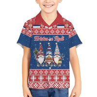 Serbia Christmas Family Matching Short Sleeve Bodycon Dress and Hawaiian Shirt Hristos Se Rodi Gnome - Wonder Print Shop