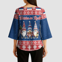 Serbia Christmas Kimono Sleeve Blouse Hristos Se Rodi Gnome - Wonder Print Shop