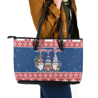 Serbia Christmas Leather Tote Bag Hristos Se Rodi Gnome - Wonder Print Shop