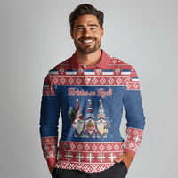 Serbia Christmas Long Sleeve Polo Shirt Hristos Se Rodi Gnome - Wonder Print Shop