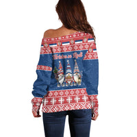 Serbia Christmas Off Shoulder Sweater Hristos Se Rodi Gnome - Wonder Print Shop