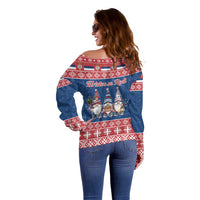 Serbia Christmas Off Shoulder Sweater Hristos Se Rodi Gnome - Wonder Print Shop