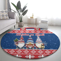 Serbia Christmas Round Carpet Hristos Se Rodi Gnome - Wonder Print Shop