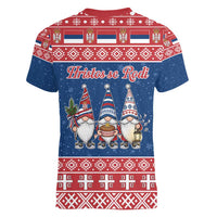 Serbia Christmas Women V-Neck T-Shirt Hristos Se Rodi Gnome - Wonder Print Shop
