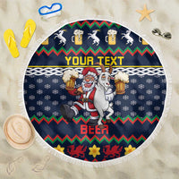 Personalized Merionethshire Wales Christmas Beach Blanket Beer and Goat Santa Design - Wonder Print Shop