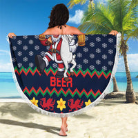Personalized Merionethshire Wales Christmas Beach Blanket Beer and Goat Santa Design - Wonder Print Shop