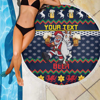 Personalized Merionethshire Wales Christmas Beach Blanket Beer and Goat Santa Design - Wonder Print Shop