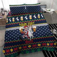 Personalized Merionethshire Wales Christmas Bedding Set Beer and Goat Santa Design - Wonder Print Shop