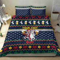 Personalized Merionethshire Wales Christmas Bedding Set Beer and Goat Santa Design - Wonder Print Shop