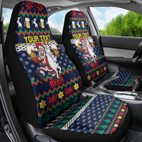 Personalized Merionethshire Wales Christmas Car Seat Cover Beer and Goat Santa Design - Wonder Print Shop