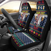 Personalized Merionethshire Wales Christmas Car Seat Cover Beer and Goat Santa Design - Wonder Print Shop