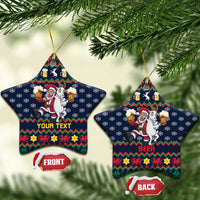 Personalized Merionethshire Wales Christmas Ceramic Ornament Beer and Goat Santa Design - Wonder Print Shop